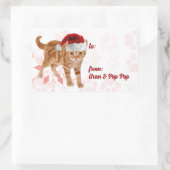 Vakantiecatten in rood en roze sneeuwvlok rechthoekige sticker (Tas)