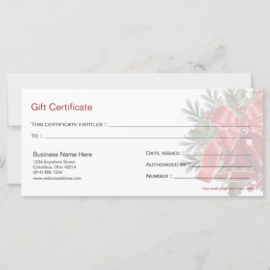 Vakantiecertificaat Rood kerstmis (Achterkant)