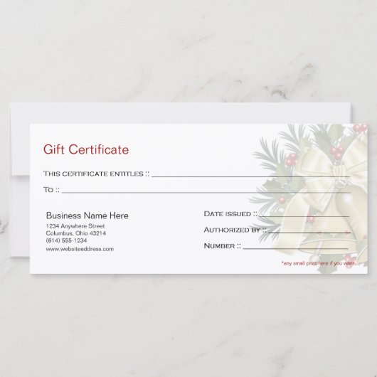 Vakantiecertificaat voor kerstmis (Achterkant)