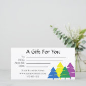 Vakantiecertificaat voor multicolische dennenbomen bedankkaart (Staand voorkant)