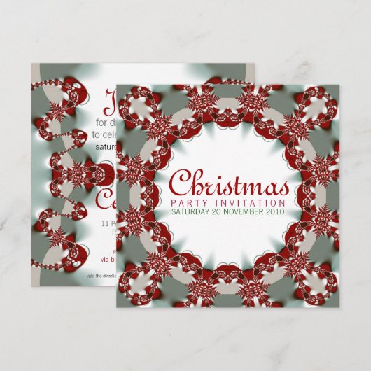 Vakantiecirkel fractale partijuitnodiging kaart (Voorkant / Achterkant)