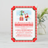 Vakantieclubs - Kerstman en Elf Red & White Invite Kaart (Staand voorkant)