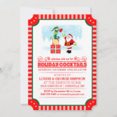 Vakantieclubs - Kerstman en Elf Red & White Invite Kaart (Voorkant)
