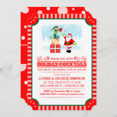 Vakantieclubs - Kerstman en Elf Red & White Invite Kaart (Voorkant / Achterkant)