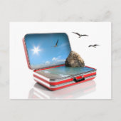 Vakantieconcept voor de zomervakantie. Reiskoffer  Briefkaart (Voorkant)