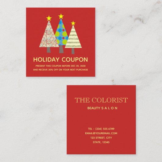 Vakantiecorrectie Kaart Vierkante Visitekaartje (Voorkant / Achterkant)