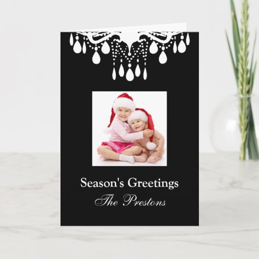 Vakantiecristallen (zwart) feestdagen kaart (Voorkant)