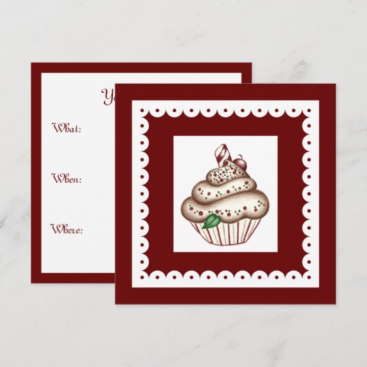 Vakantiecupcake-uitnodiging Kaart (Voorkant / Achterkant)