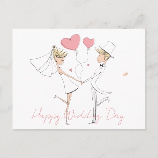 Vakantiedag Briefkaart Happy Wedday (Voorkant)