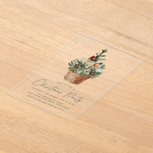 Vakantiedag van de moderne Waterverf met kerstbome Acryl Uitnodigingen (Laagn)