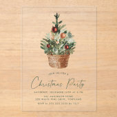 Vakantiedag van de moderne Waterverf met kerstbome Acryl Uitnodigingen (Voorkant)