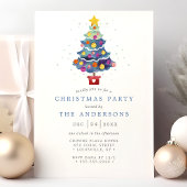 Vakantiedag van de moderne Waterverf met kerstbome Kaart