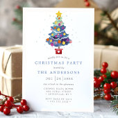 Vakantiedag van de moderne Waterverf met kerstbome Kaart