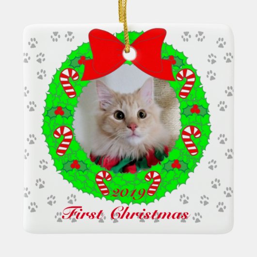 Vakantiedagen Afbeelding Wreathe Keramisch Ornament (Voorkant)