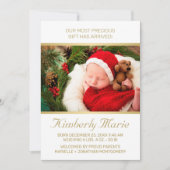 Vakantiedagen Baby Birth Elegant Gold Script met f Aankondiging (Voorkant)