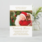 Vakantiedagen Baby Birth Elegant Gold Script met f Aankondiging (Staand voorkant)