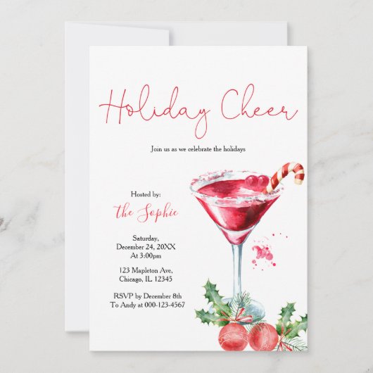 Vakantiedagen Cocktail Holiday Cheer Kerstparty Kaart (Voorkant)