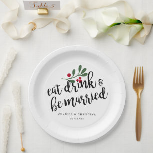 Vakantiedagen Drink en kerstfeestdagen Papieren Bordje