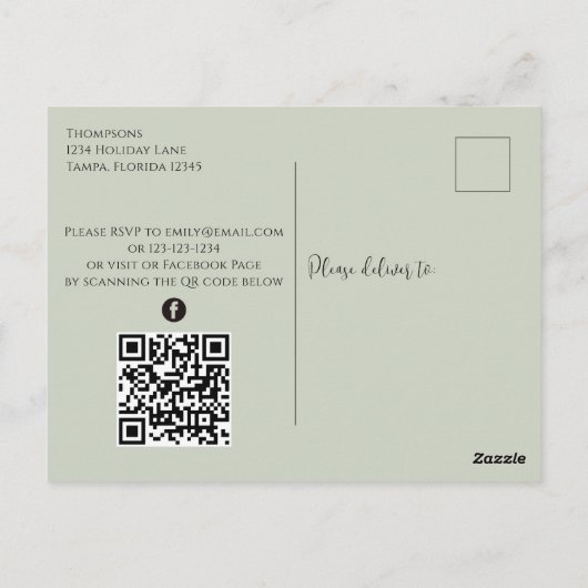 Vakantiedagen Elegant Floral QR Code Budget Uitnod Briefkaart (Achterkant)