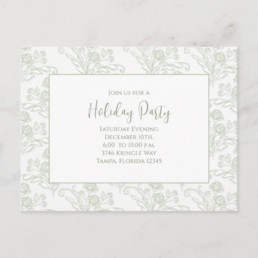 Vakantiedagen Elegant Floral QR Code Budget Uitnod Briefkaart (Voorkant)