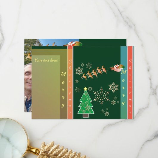 Vakantiedagen Foto "Vrolijk Kerstfeest" - rendiert Bedankkaart (Voorkant / Achterkant in situ)