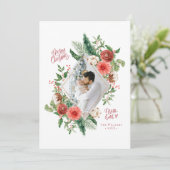 Vakantiedagen Foto Waterverf Floral Merry Kerstmis (Staand voorkant)