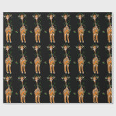Vakantiedagen Giraffe- feestdag holly garland Wrap Cadeaupapier (Vlak)