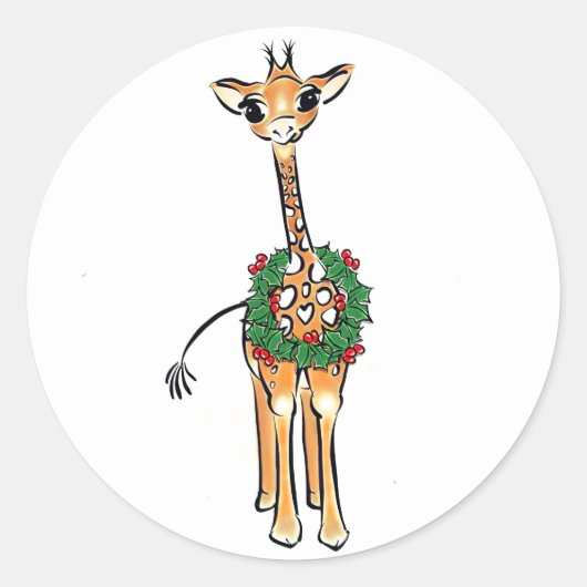 Vakantiedagen Giraffe Ronde Sticker (Voorkant)