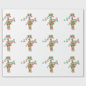 Vakantiedagen Giraffe- roodgetwinkeerd en groen li Cadeaupapier (Vlak)