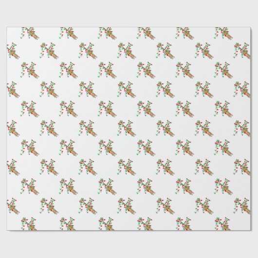 Vakantiedagen Giraffe- roodgetwinkeerd en groen li Cadeaupapier (Vlak)