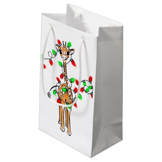 Vakantiedagen Giraffe- roodgetwinkeerd en groen li Klein Cadeauzakje (Achterkant Gekanteld)