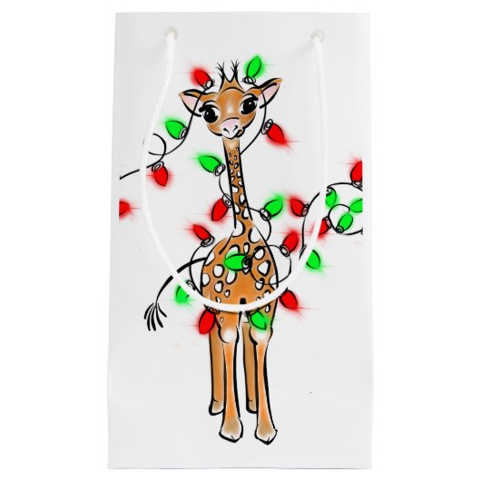 Vakantiedagen Giraffe- roodgetwinkeerd en groen li Klein Cadeauzakje (Voorkant)