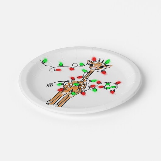 Vakantiedagen Giraffe- roodgetwinkeerd en groen li Papieren Bordje (Gekanteld)