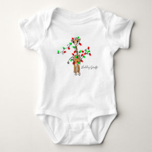 Vakantiedagen Giraffe- roodgetwinkeerd en groen li Romper