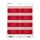 Vakantiedagen kerstlabels, rood etiket (Full Sheet)
