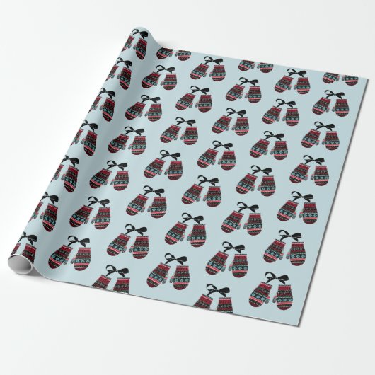 Vakantiedagen Mittens Warm Wasting Wrapping Paper Cadeaupapier (Uitgerold)