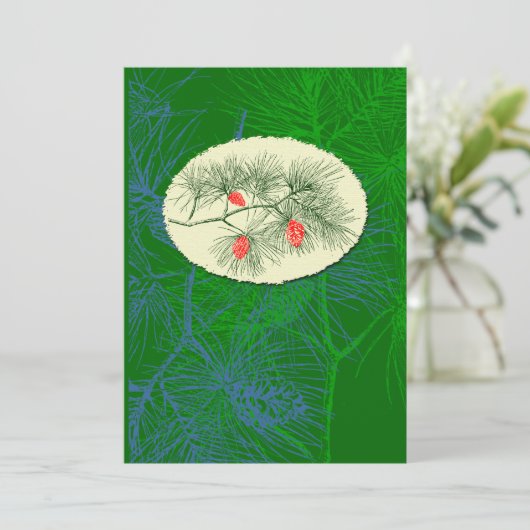 Vakantiedagen Pinecone  Art Custom Invitations Kaart (Staand voorkant)