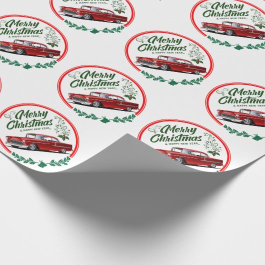 Vakantiedagen Rood 1955 Klassiek autowrak papier (Hoek)