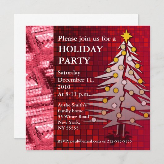 Vakantiedagen Uitnodiging Ruby Red Kerstmis (Voorkant / Achterkant)