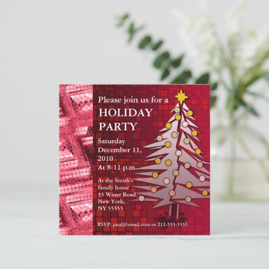 Vakantiedagen Uitnodiging Ruby Red Kerstmis (Staand voorkant)