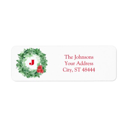 Vakantiedagen Waterverf Wreath Etiket (Voorkant)