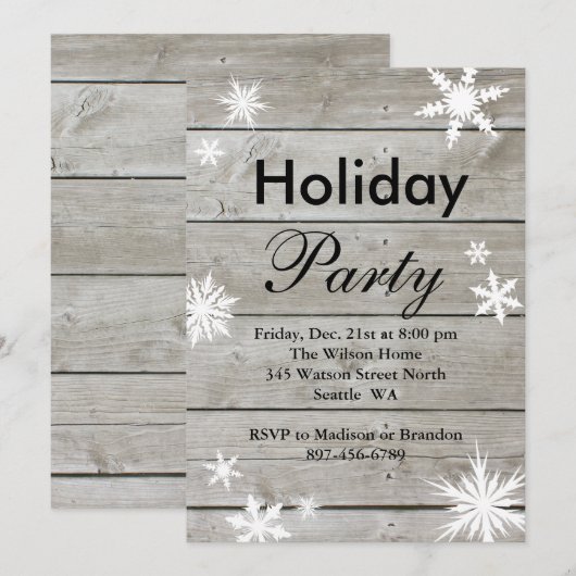 Vakantiedagenpartij Uitnodiging op Barn Board (Voorkant / Achterkant)