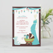 Vakantiedema Babyschoenen Uitnodigingen {Baby Boy} (Staand voorkant)