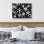Vakantiedoek Art-Black & White Sneeuwvlokken Canvas Afdruk (Insitu (Slaapkamer))