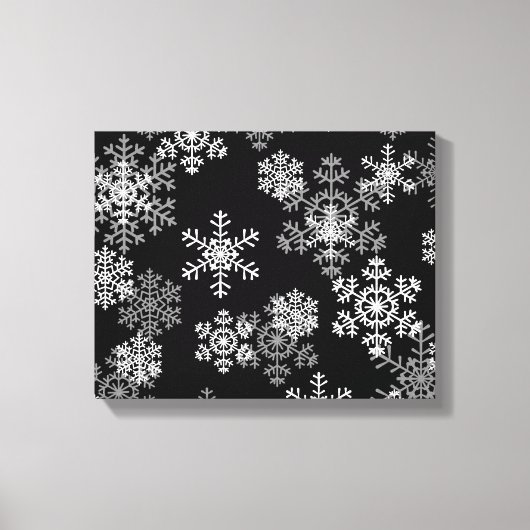 Vakantiedoek Art-Black & White Sneeuwvlokken Canvas Afdruk (Voorkant)