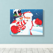 Vakantiedoek Art-Santa & Frosty Canvas Afdruk (Insitu (Houten vloer))