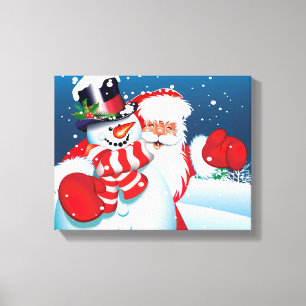 Vakantiedoek Art-Santa & Frosty Canvas Afdruk