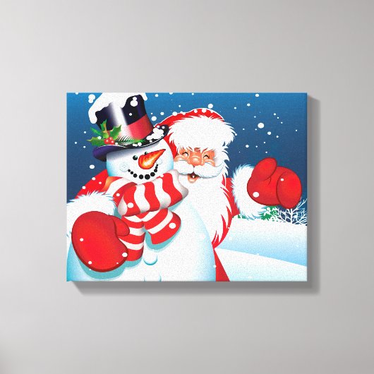 Vakantiedoek Art-Santa & Frosty Canvas Afdruk (Voorkant)