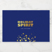 vakantiedrang | Fun Christmas Blue & Gold Likeurfles Etiket (Enkel label)