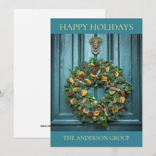 Vakantiedruk aan deur met  deurknop feestdagenkaart (Voorkant / Achterkant)